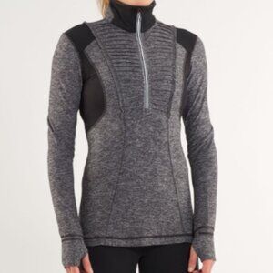 Lululemon Women's Run Your Heart Out Black Heather 1/4 Zip Pullover Jacket SZ 6